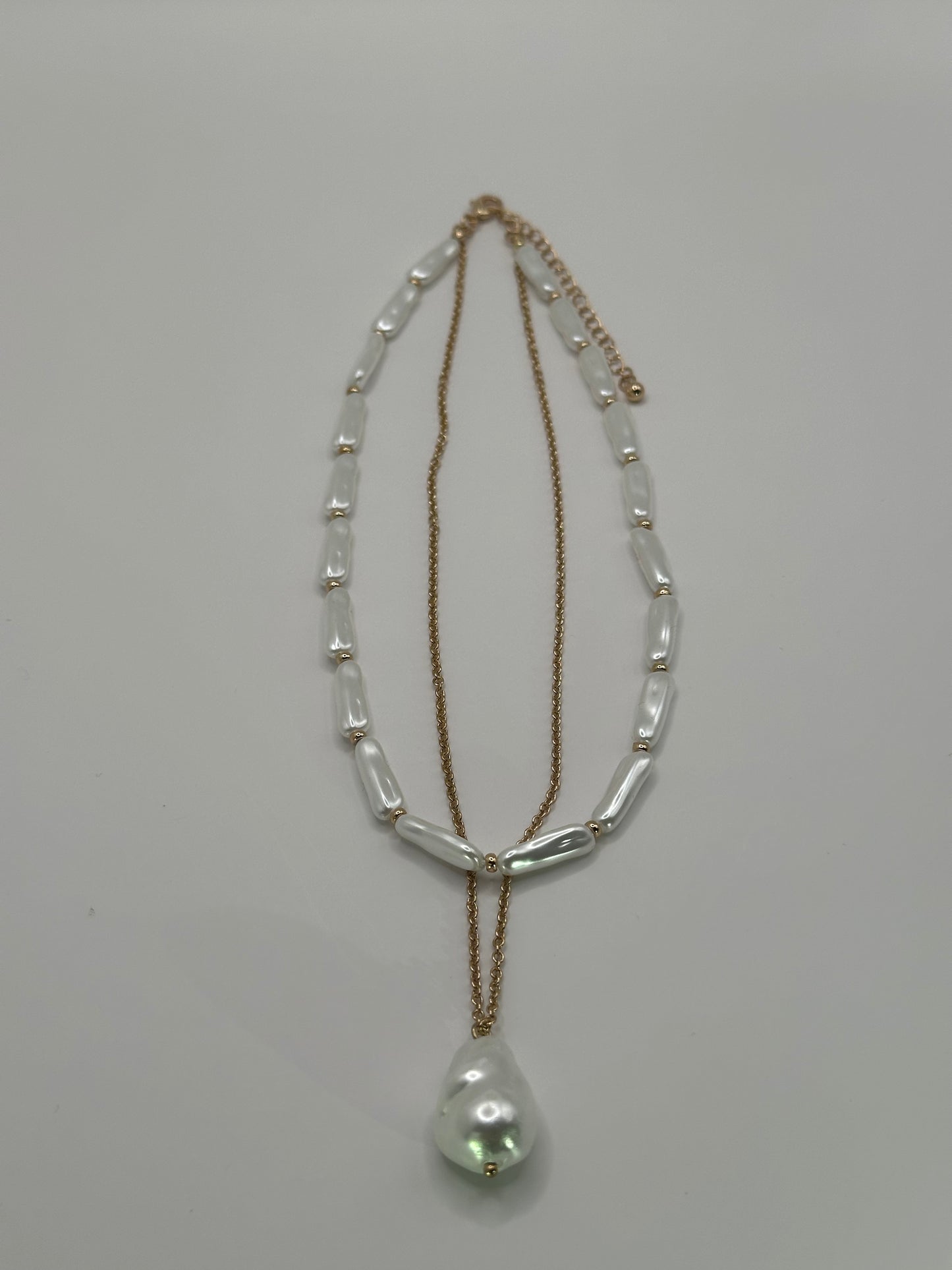 Gold-Tone Multi-Strand Pearl Necklace | Layered Stainless Steel Fashion Jewelry