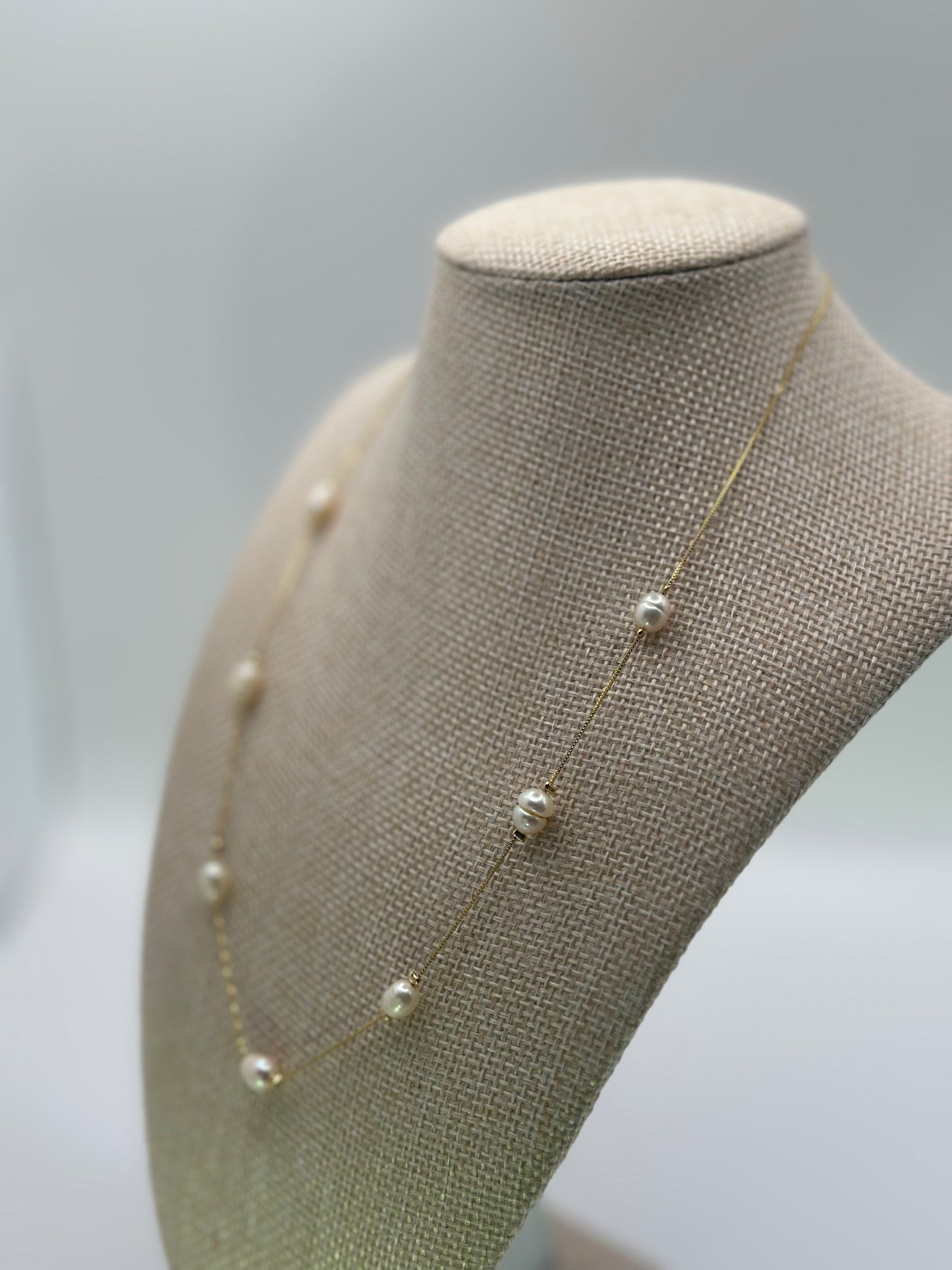 18K Gold Filled Pearl Station Necklace | Gold-Tone Chain Jewelry