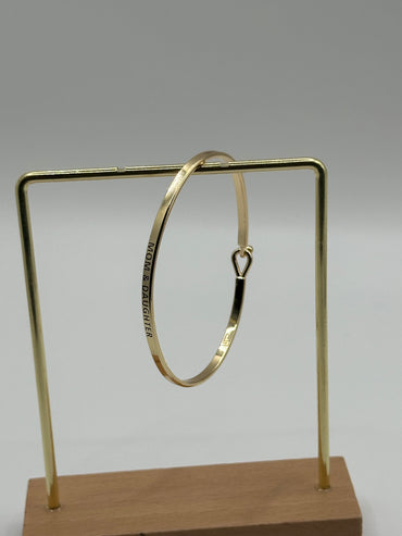 Mom & Daughter Engraved Bangle Bracelet | Gold-Dipped Brass Jewelry