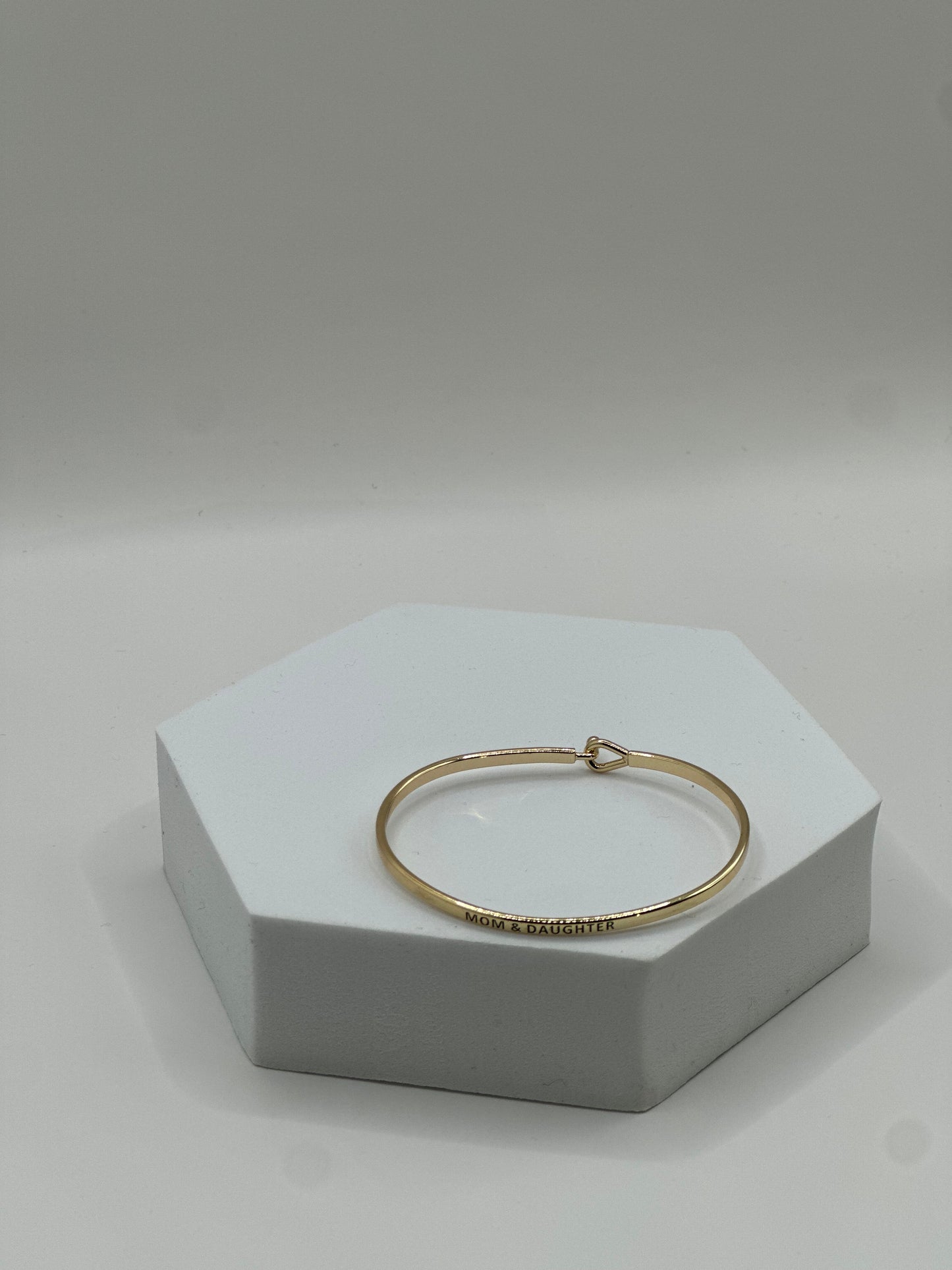 Mom & Daughter Engraved Bangle Bracelet | Gold-Dipped Brass Jewelry