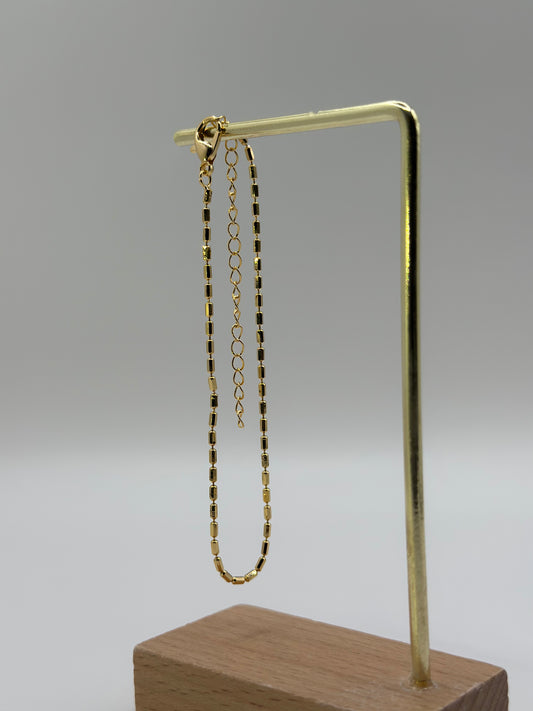 18K Gold Dipped Box-Link Chain Bracelet (Adjustable)