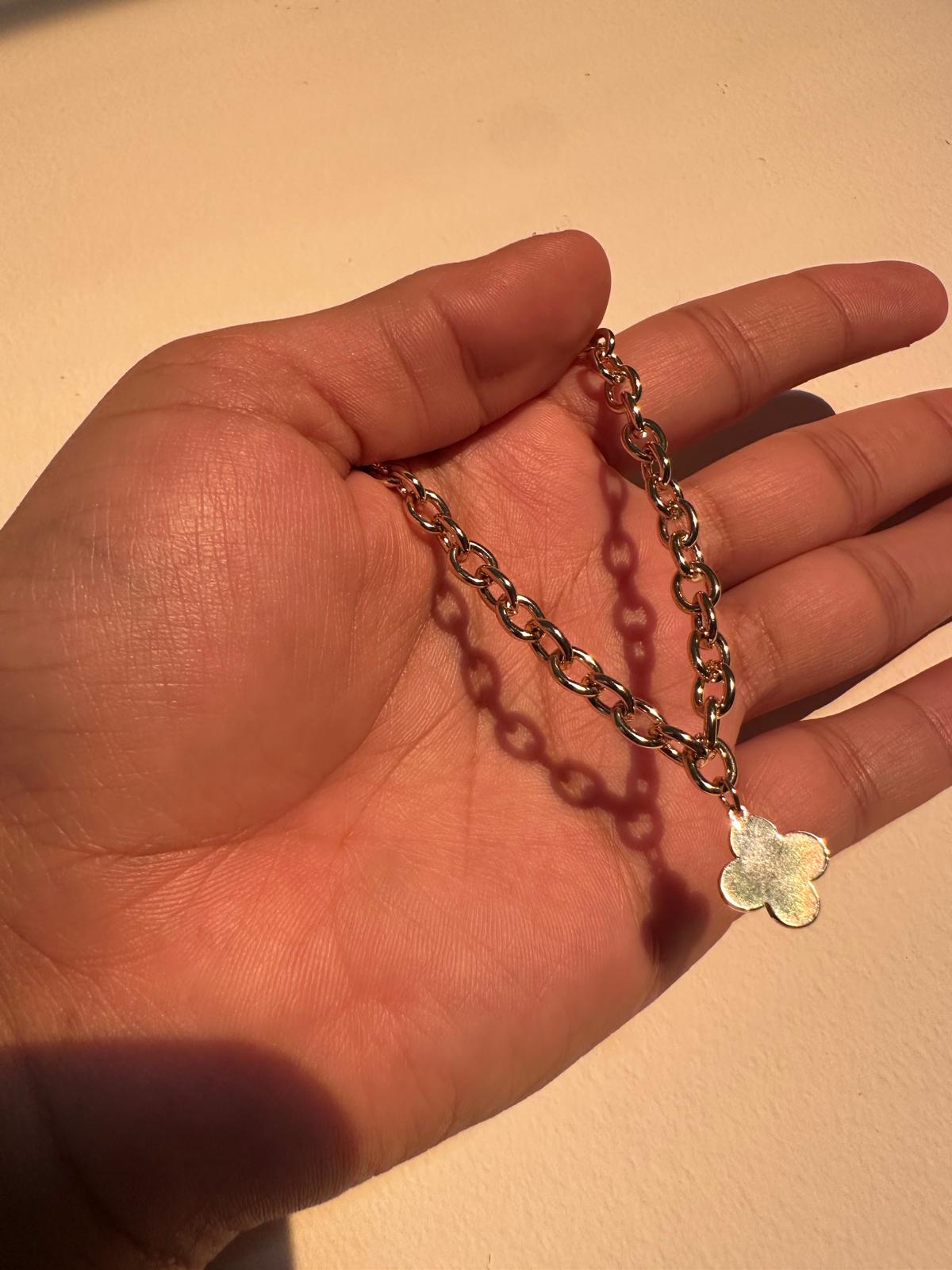 Chunky Clover Charm Bracelet with Magnetic Clasp | Gold or Silver Tone