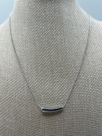Minimalist Stainless Steel Bar Necklace - 16"+2" Gold Chain