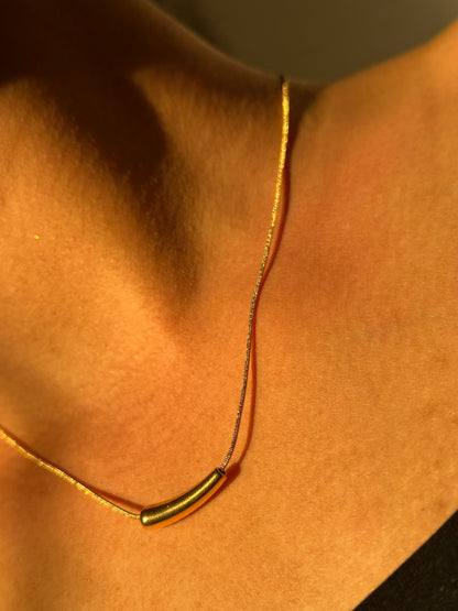Minimalist Stainless Steel Bar Necklace - 16"+2" Gold Chain