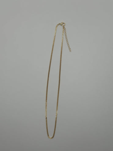 18K Gold-Dipped Curb Chain Necklace – Classic Adjustable Gold-Tone Layering Chain