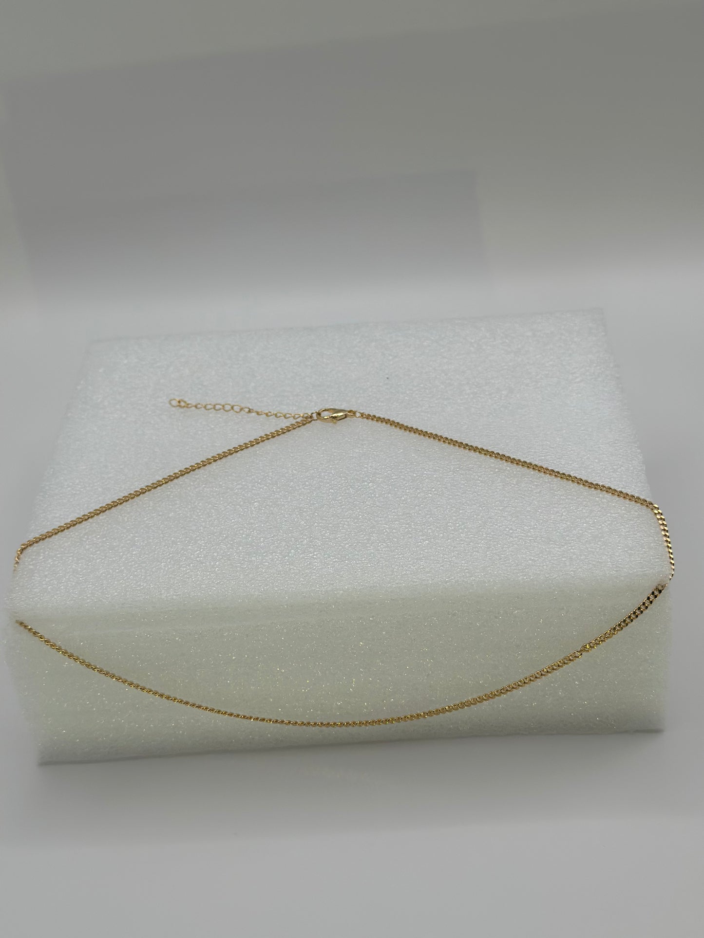18K Gold-Dipped Curb Chain Necklace – Classic Adjustable Gold-Tone Layering Chain