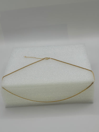 18K Gold-Dipped Curb Chain Necklace – Classic Adjustable Gold-Tone Layering Chain