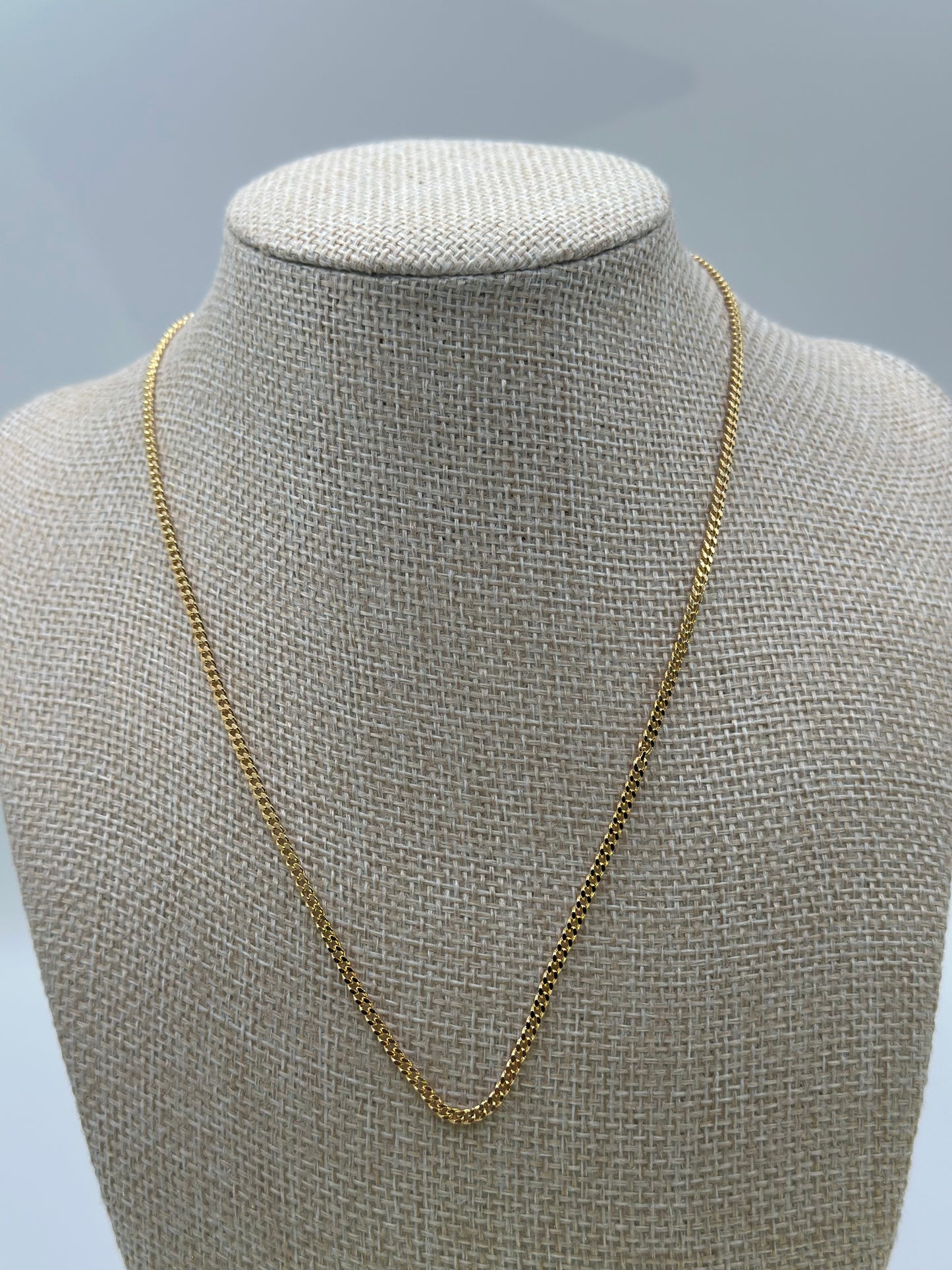 18K Gold-Dipped Curb Chain Necklace – Classic Adjustable Gold-Tone Layering Chain