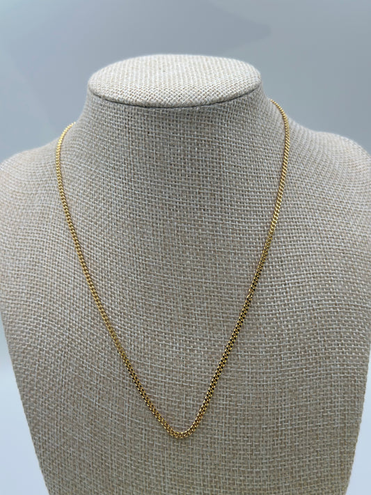 18K Gold-Dipped Curb Chain Necklace – Classic Adjustable Gold-Tone Layering Chain