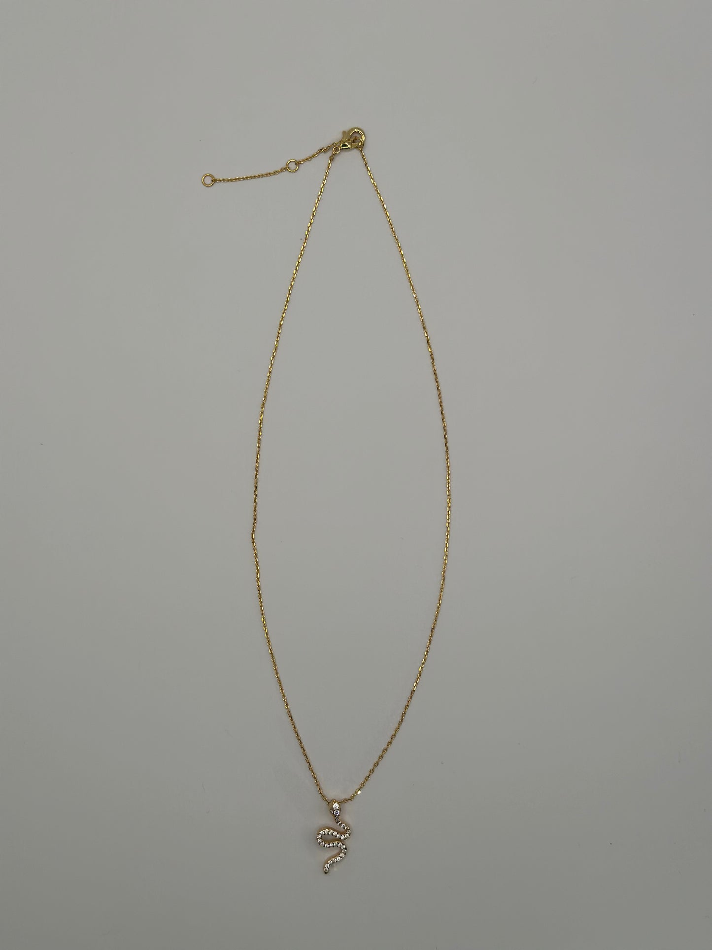 Gold Snake Pendant Necklace – 15.5"+2" Adjustable Dainty 18K Gold‑Dipped Stainless Steel