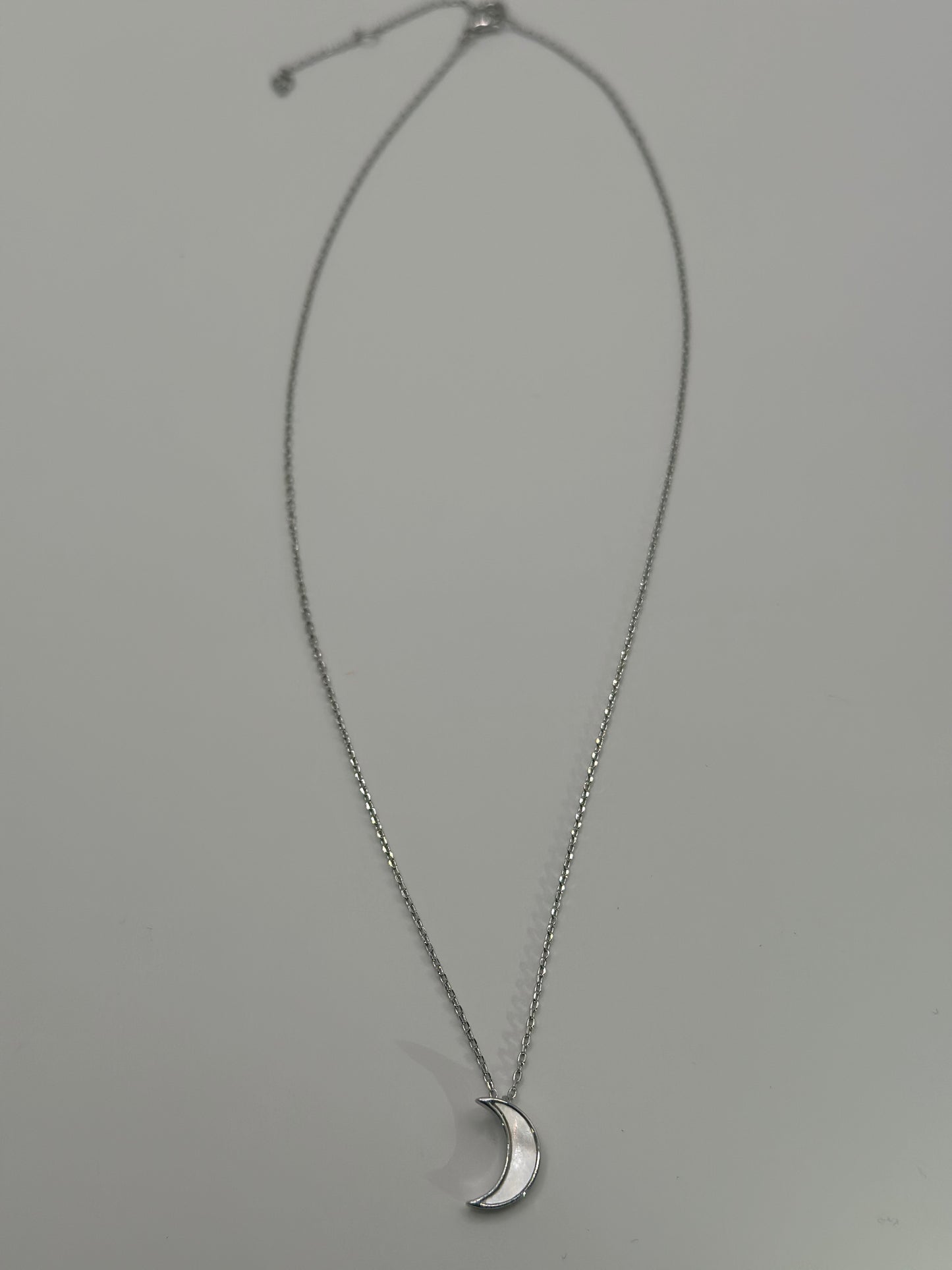 Silver-Tone Moon Pendant Necklace | Delicate White Gold-Dipped Crescent Charm