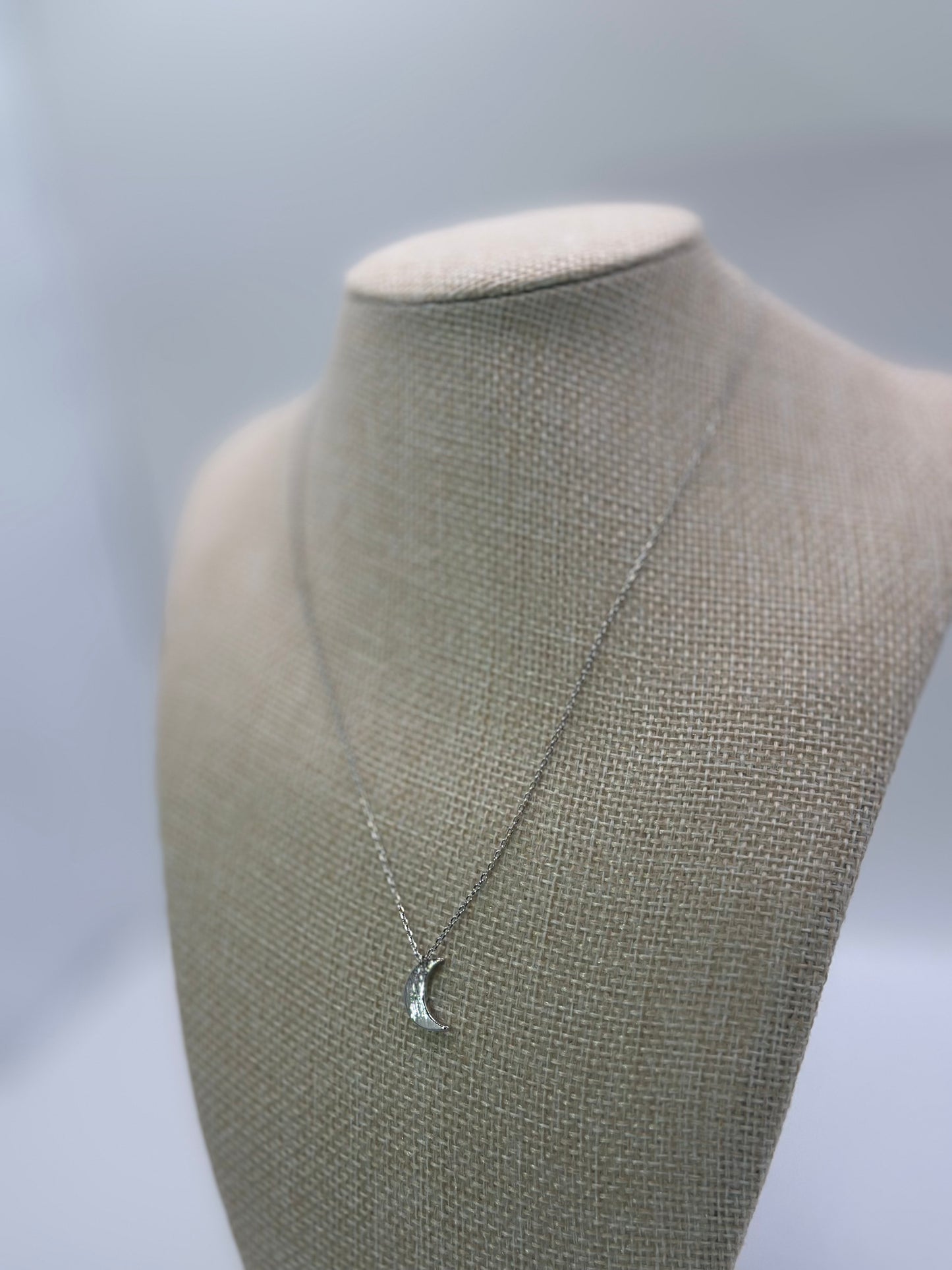 Silver-Tone Moon Pendant Necklace | Delicate White Gold-Dipped Crescent Charm