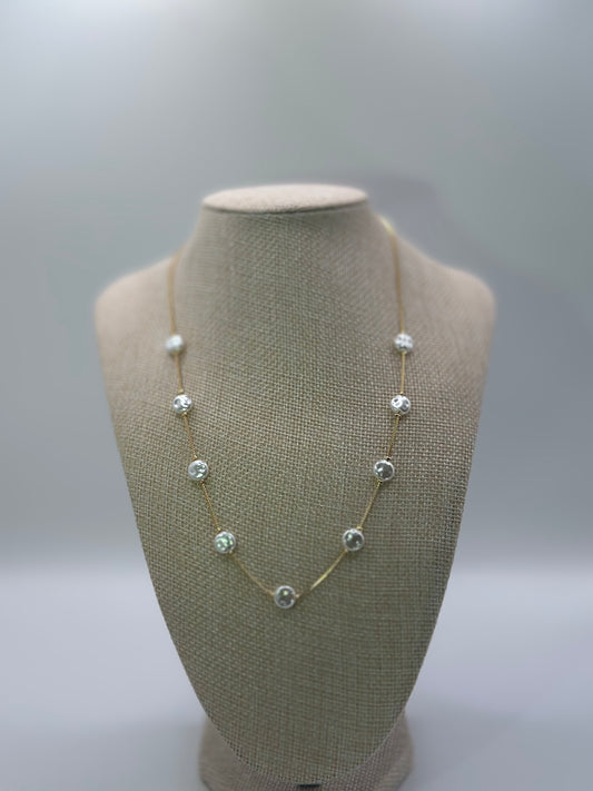 Gold-Tone Chain Necklace with White Faux Pearls | Elegant 18K Filled Gold Design