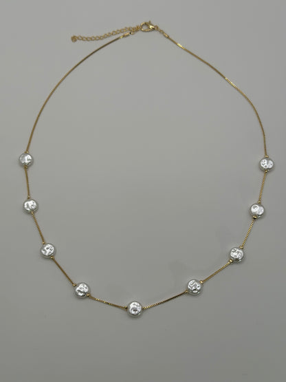 Gold-Tone Chain Necklace with White Faux Pearls | Elegant 18K Filled Gold Design