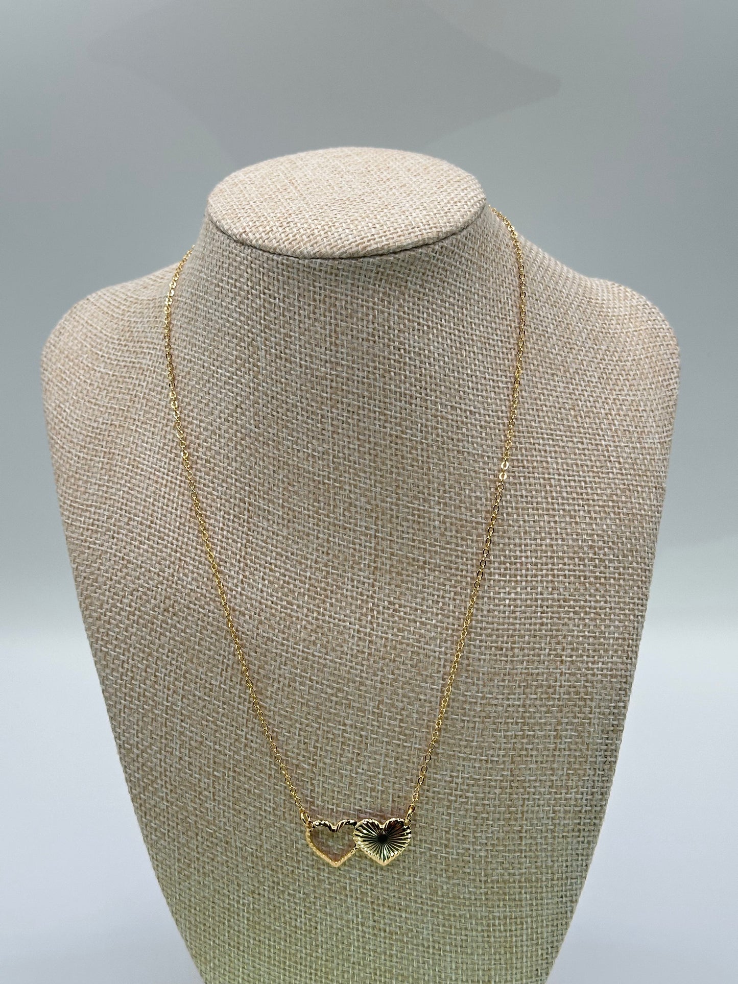 Gold-Tone Necklace with Two Interlocking Heart Pendant | 18K Gold-Filled Design