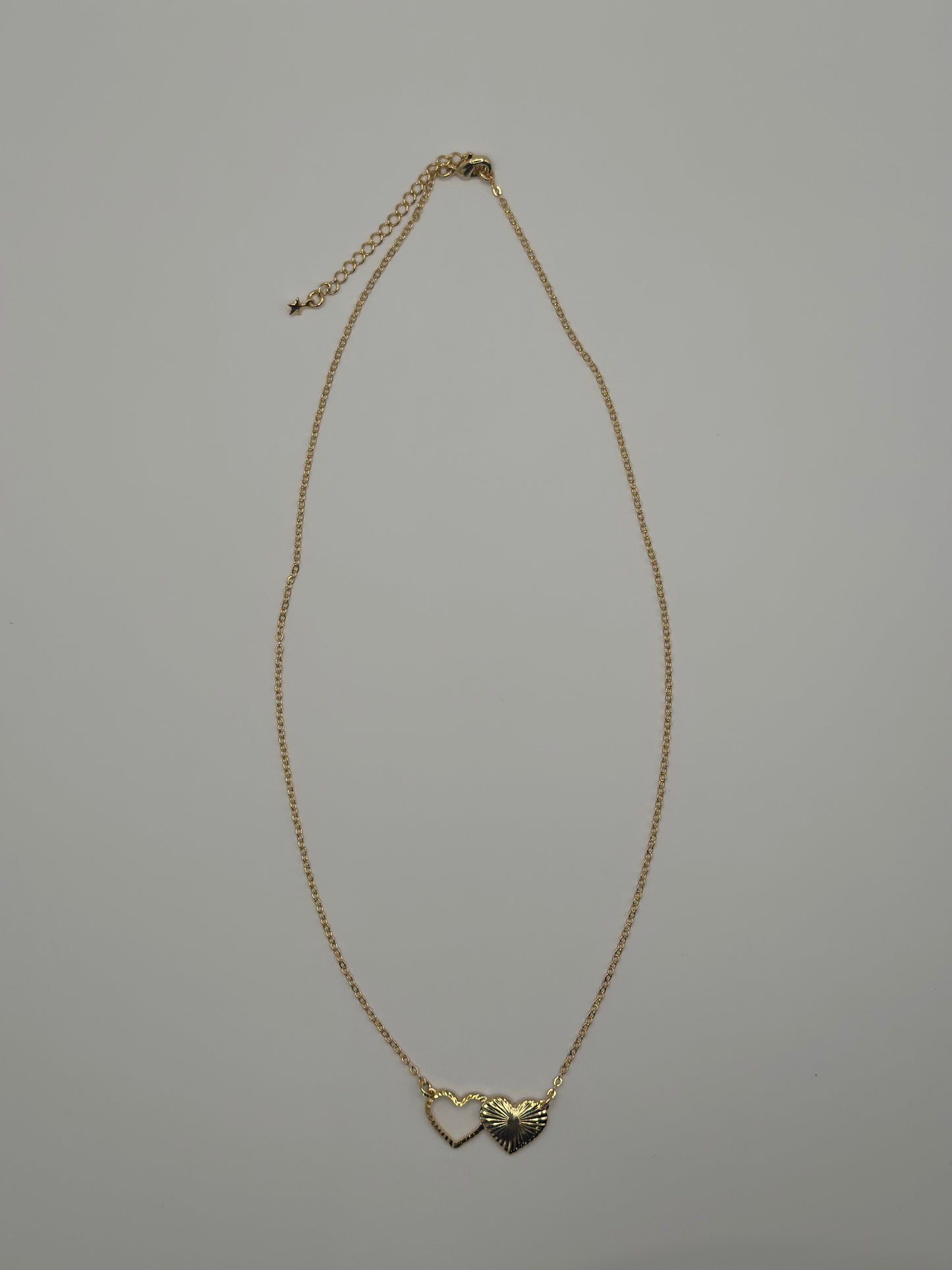 Gold-Tone Necklace with Two Interlocking Heart Pendant | 18K Gold-Filled Design