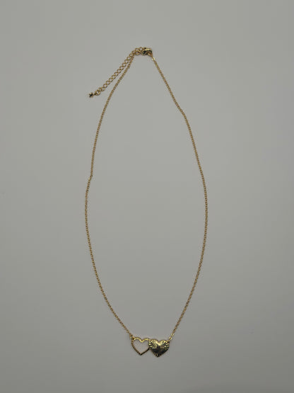 Gold-Tone Necklace with Two Interlocking Heart Pendant | 18K Gold-Filled Design
