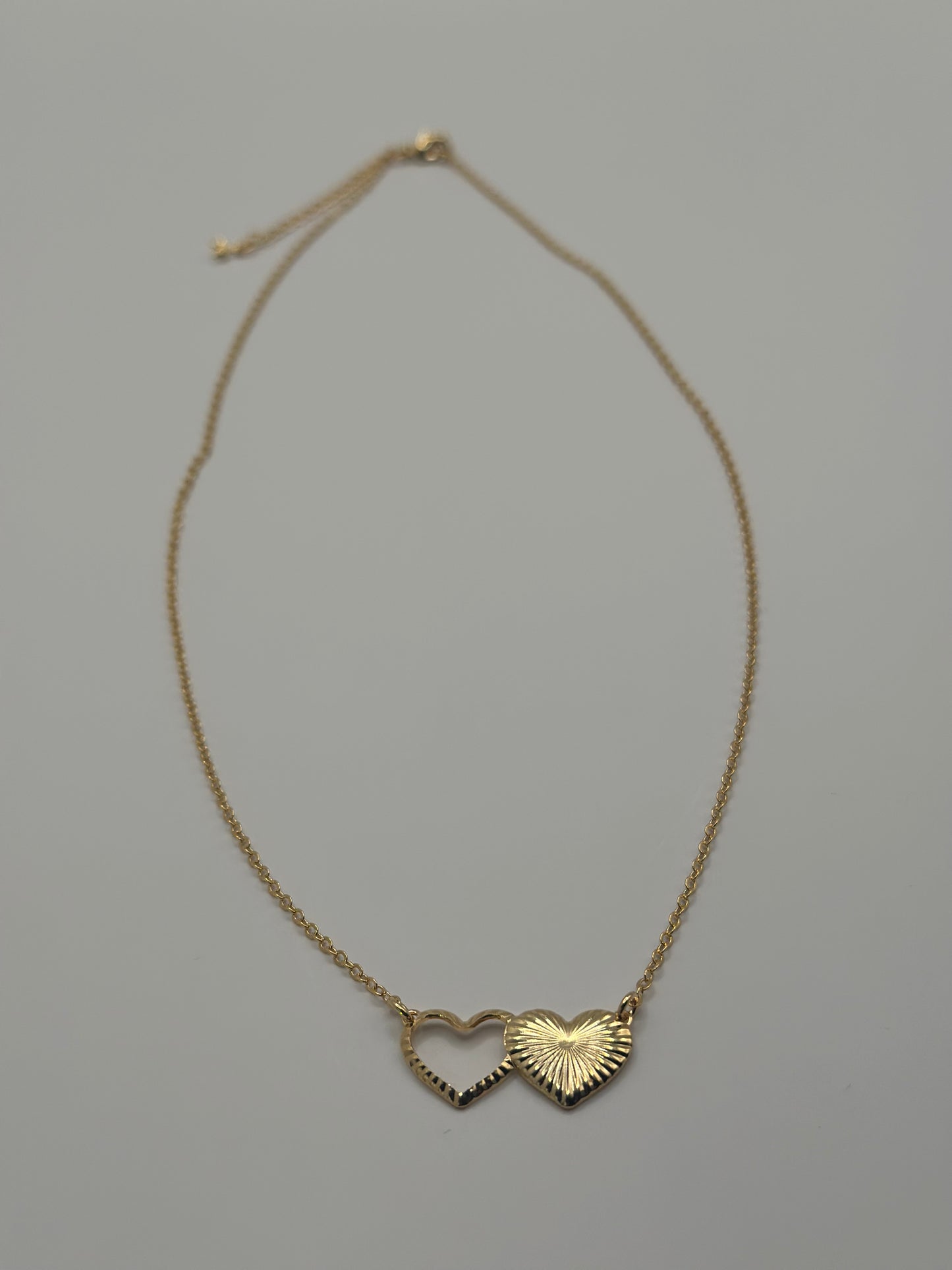 Gold-Tone Necklace with Two Interlocking Heart Pendant | 18K Gold-Filled Design