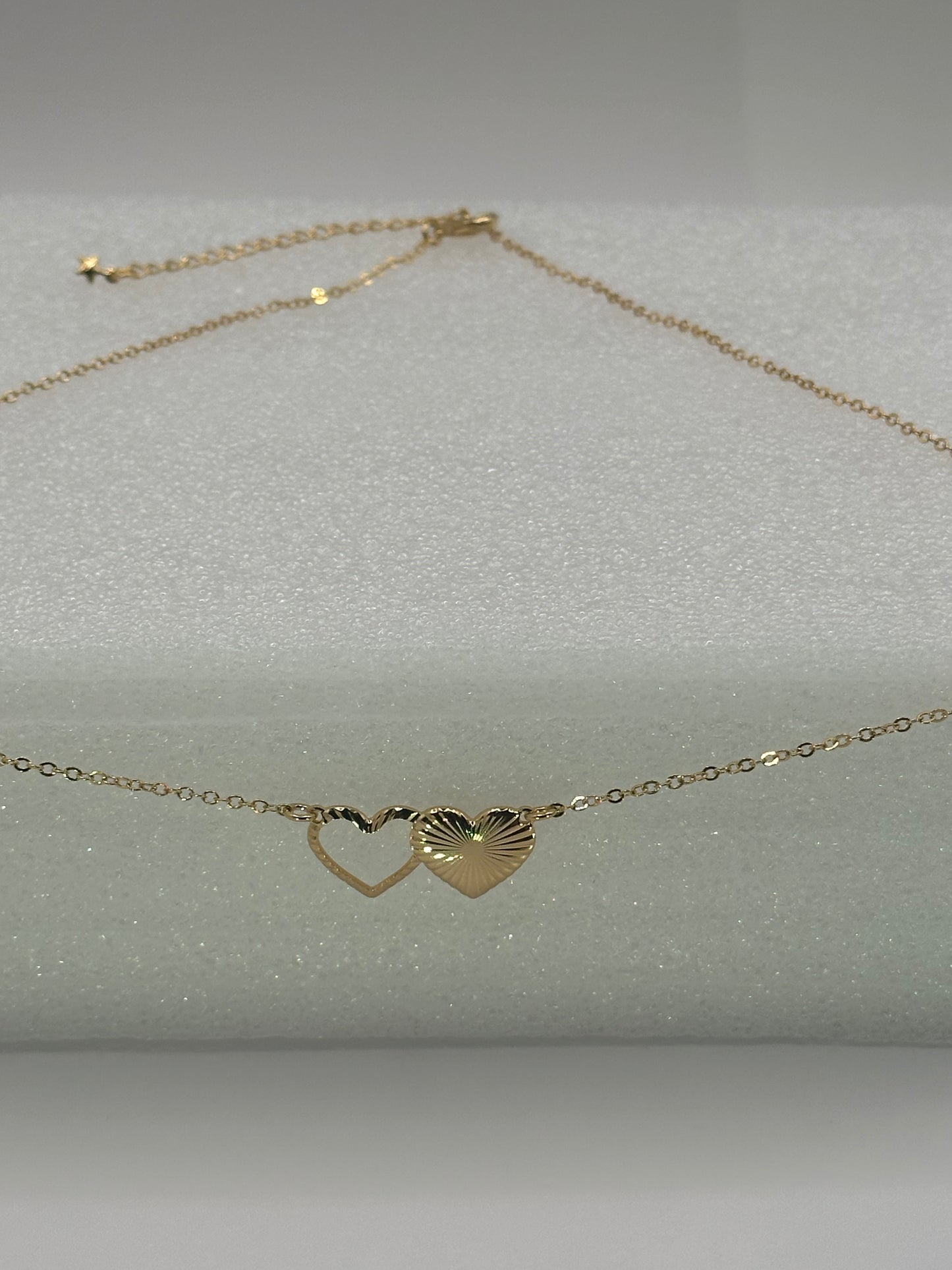 Gold-Tone Necklace with Two Interlocking Heart Pendant | 18K Gold-Filled Design