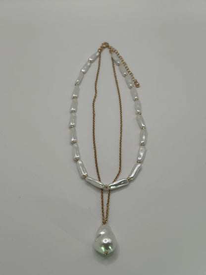 Gold-Tone Multi-Strand Pearl Necklace | Layered Stainless Steel Fashion Jewelry
