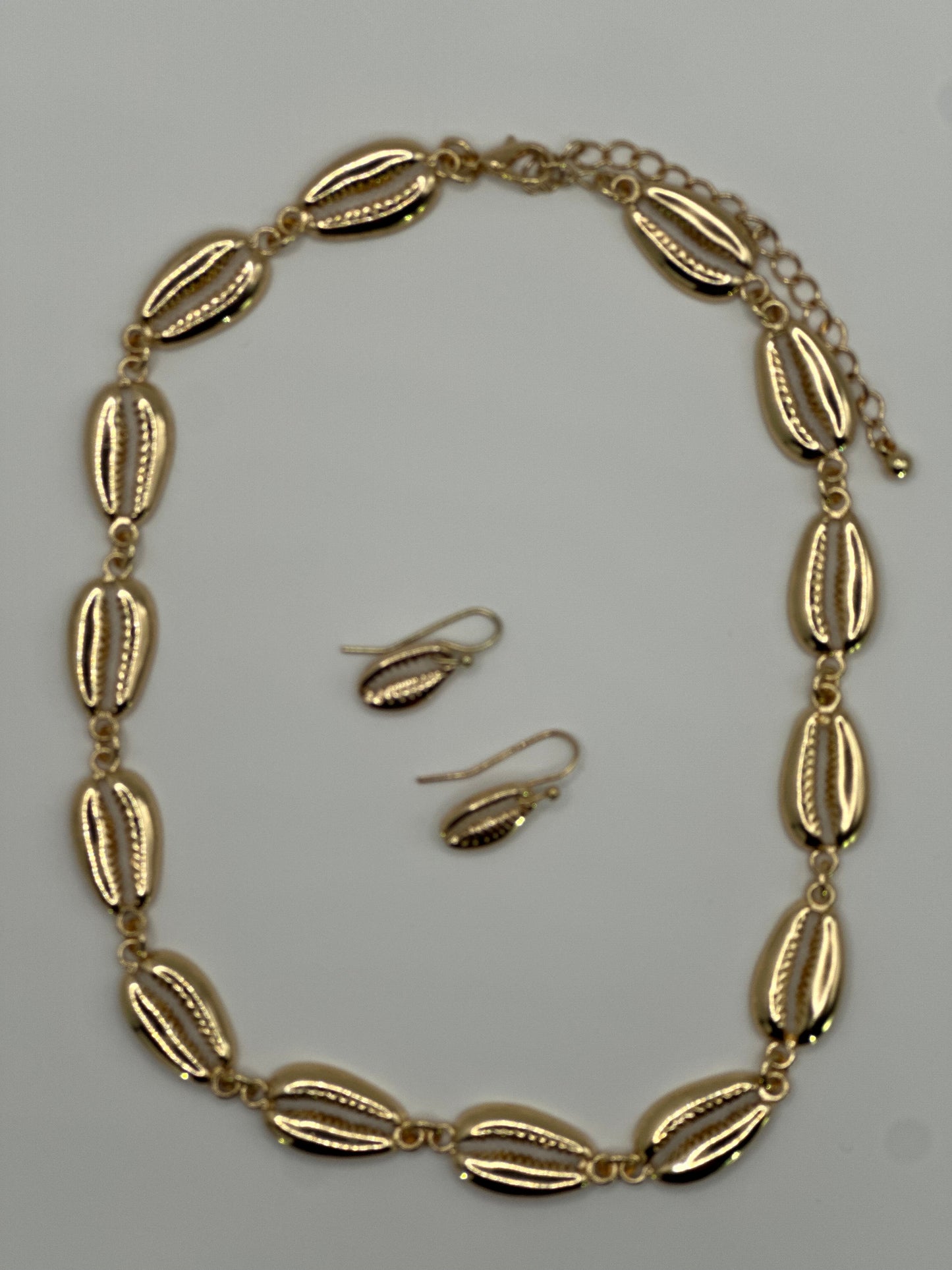 Gold Cowrie Shell Necklace & Earring Set | Gold-Plated Stainless Steel