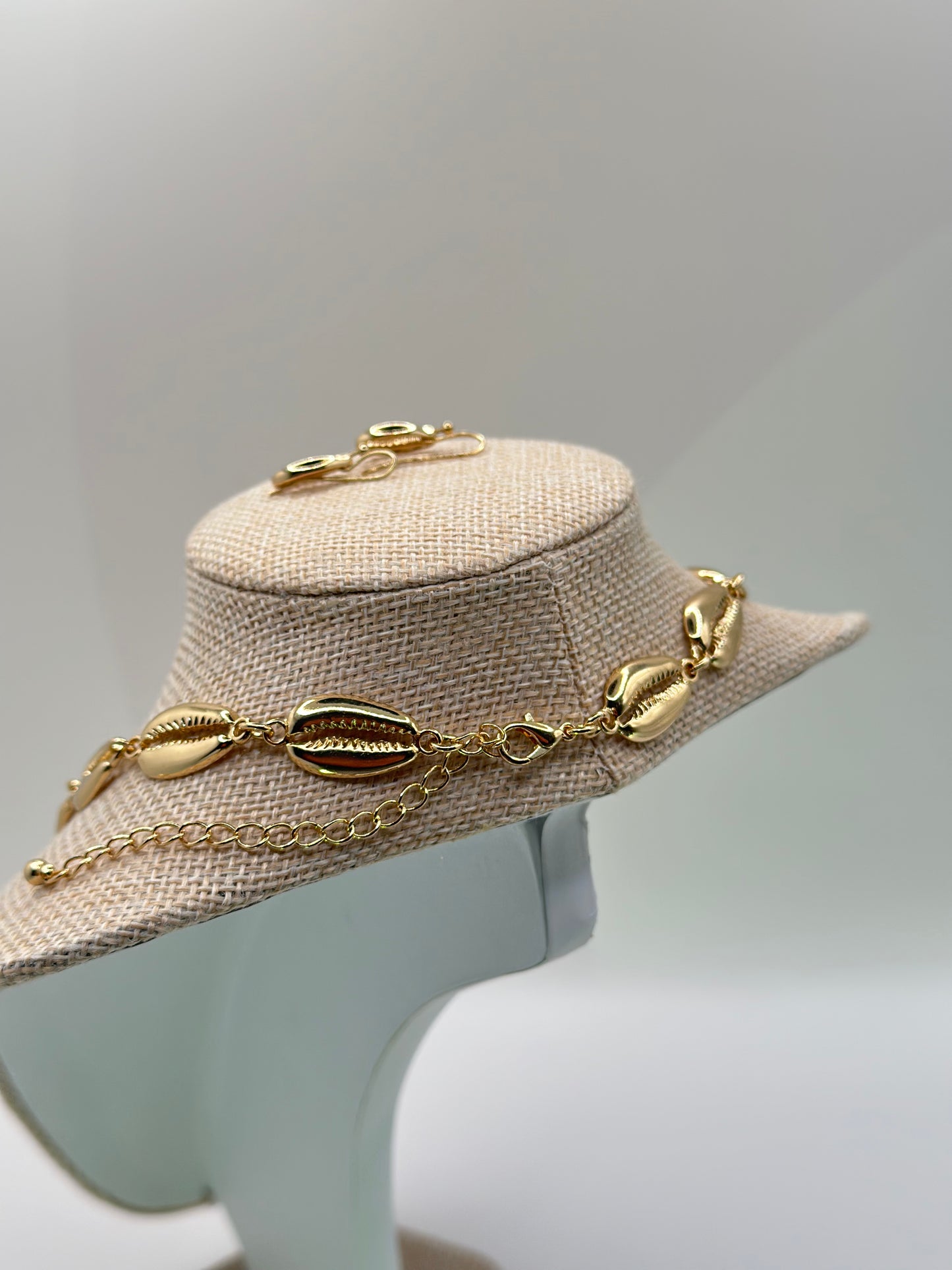 Gold Cowrie Shell Necklace & Earring Set | Gold-Plated Stainless Steel