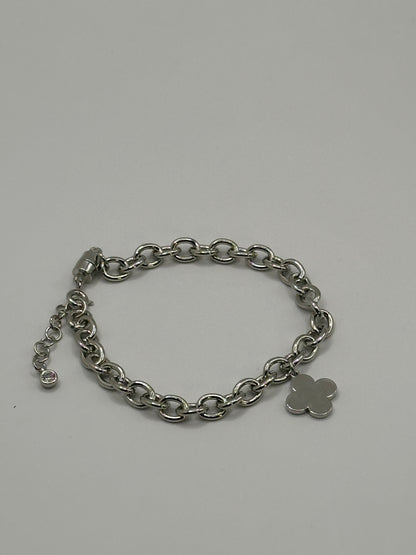 Chunky Clover Charm Bracelet with Magnetic Clasp | Gold or Silver Tone