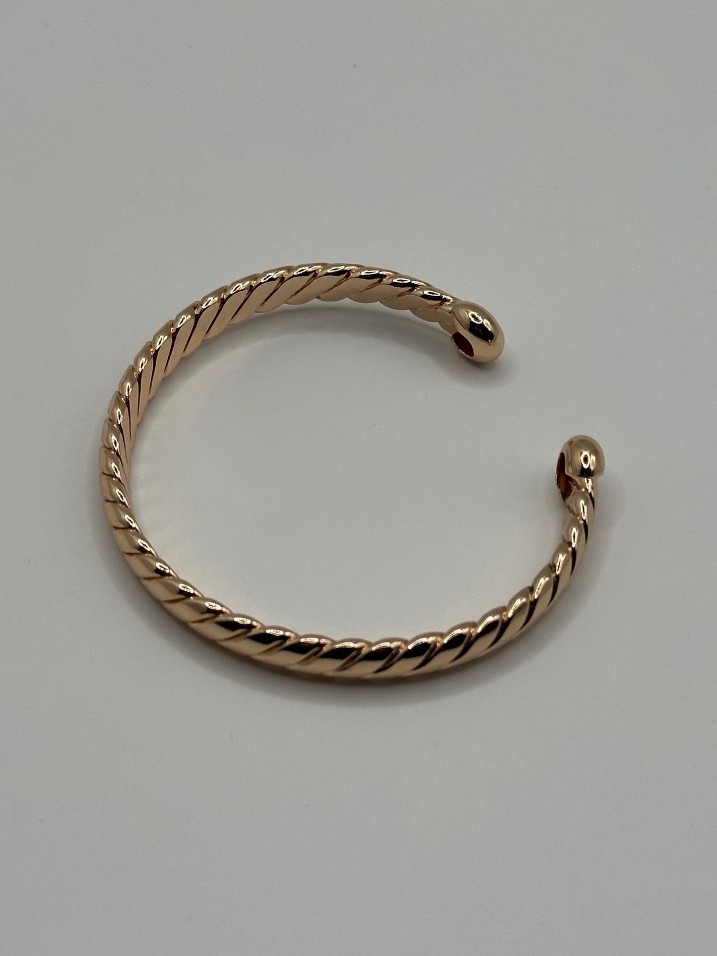 Rose Gold Twisted Cuff Bangle Bracelet | 18K Gold Filled Stainless Steel
