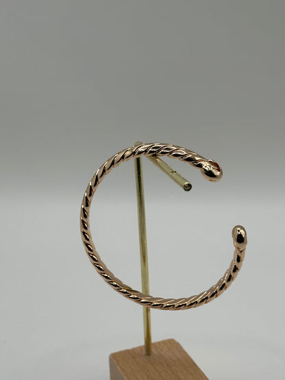 Rose Gold Twisted Cuff Bangle Bracelet | 18K Gold Filled Stainless Steel
