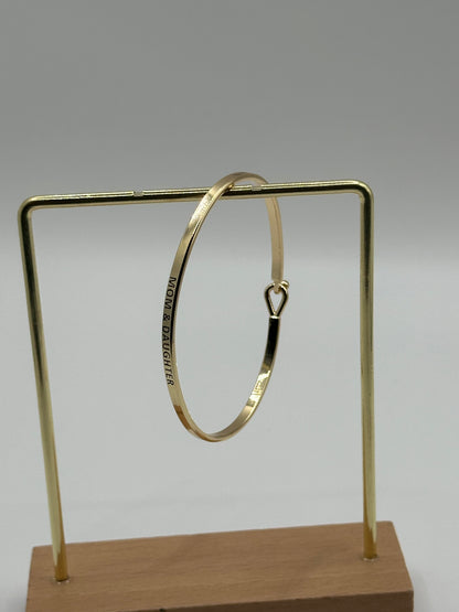 Mom &amp; Daughter Engraved Bangle Bracelet | Gold-Dipped Brass Jewelry