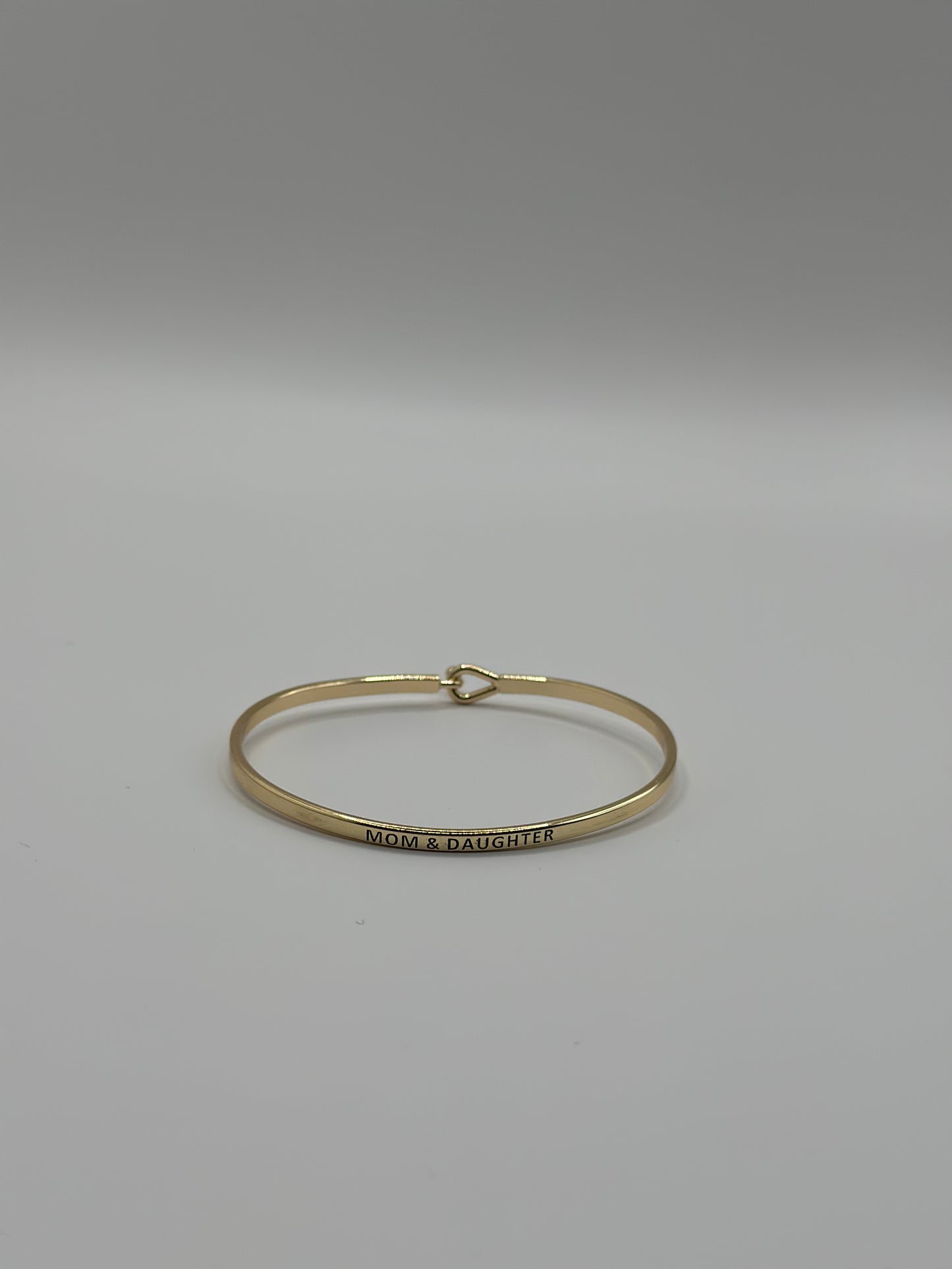 Mom &amp; Daughter Engraved Bangle Bracelet | Gold-Dipped Brass Jewelry