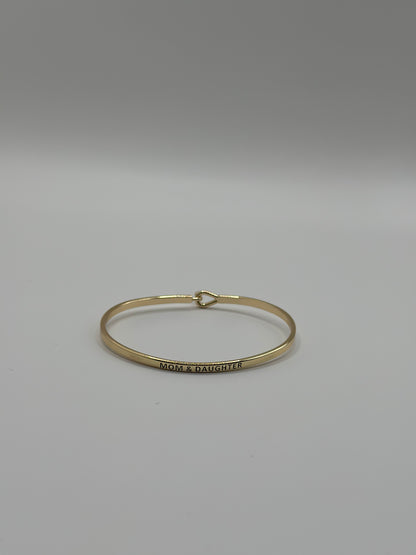 Mom &amp; Daughter Engraved Bangle Bracelet | Gold-Dipped Brass Jewelry