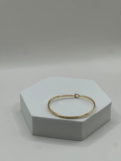 Mom &amp; Daughter Engraved Bangle Bracelet | Gold-Dipped Brass Jewelry