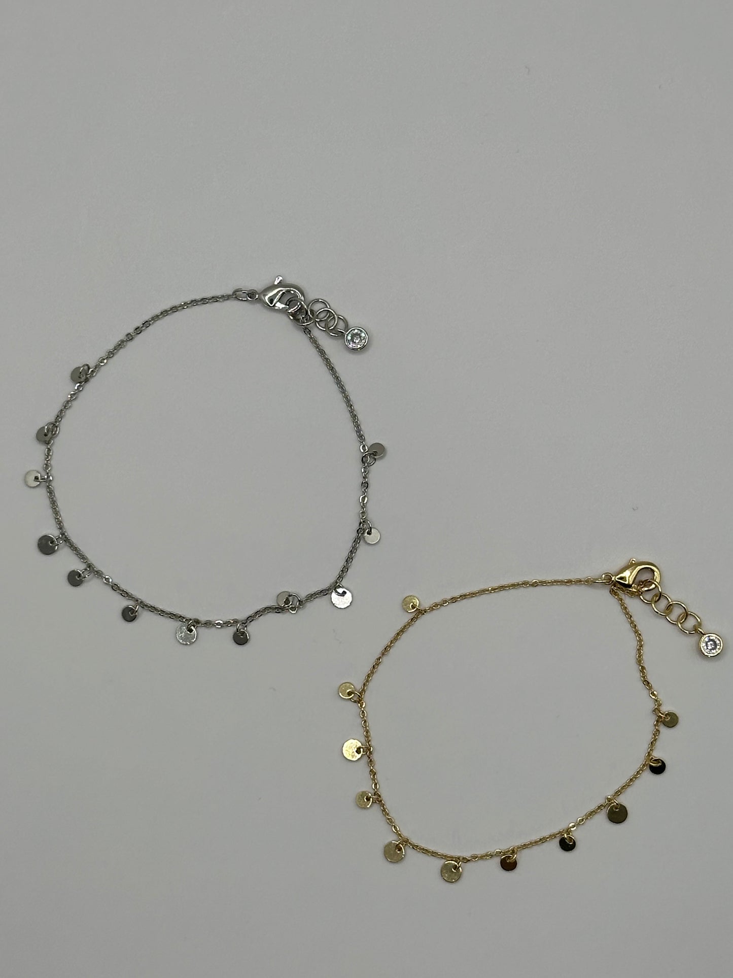 Dainty Disc Charm Bracelet | 18K Gold Dipped or White Gold Dipped