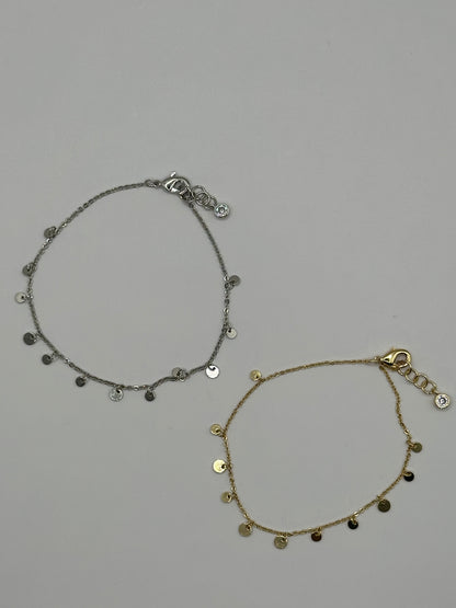 Dainty Disc Charm Bracelet | 18K Gold Dipped or White Gold Dipped