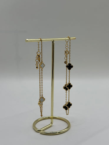 Gold-Dipped Clover Bracelet with White Inlay | Minimal Chain Jewelry