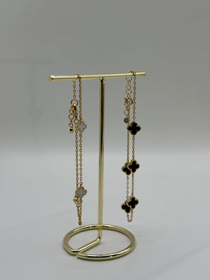 Gold-Dipped Clover Bracelet with White Inlay | Minimal Chain Jewelry