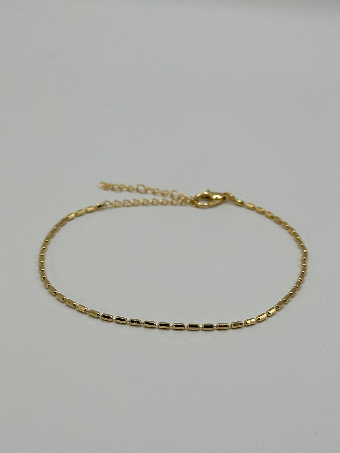 18K Gold Dipped Box-Link Chain Bracelet (Adjustable)