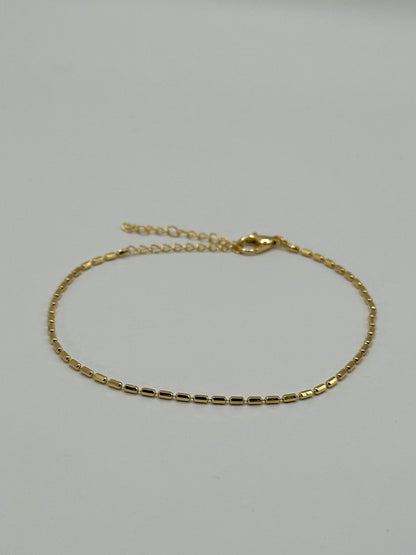 18K Gold Dipped Box-Link Chain Bracelet (Adjustable)