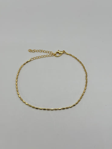 18K Gold Dipped Box-Link Chain Bracelet (Adjustable)
