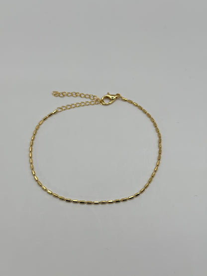 18K Gold Dipped Box-Link Chain Bracelet (Adjustable)