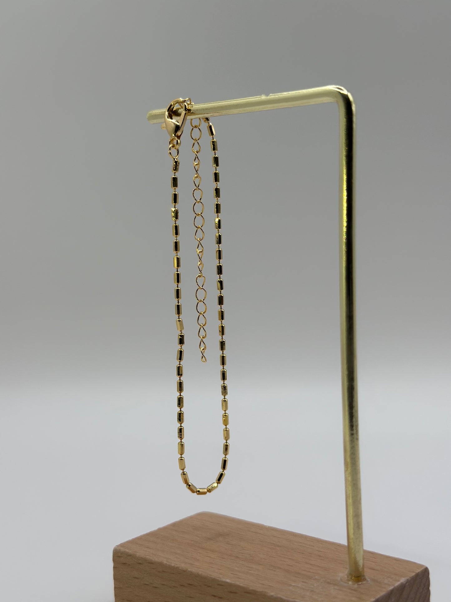 18K Gold Dipped Box-Link Chain Bracelet (Adjustable)