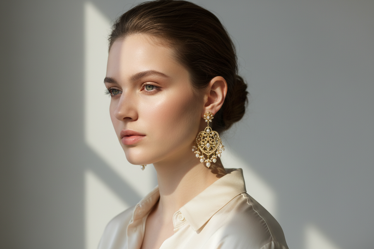 girl wearing earring