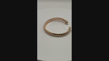 Rose Gold Twisted Cuff Bangle Bracelet | 18K Gold Filled Stainless Steel