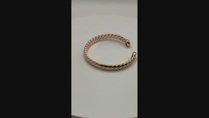 Rose Gold Twisted Cuff Bangle Bracelet | 18K Gold Filled Stainless Steel